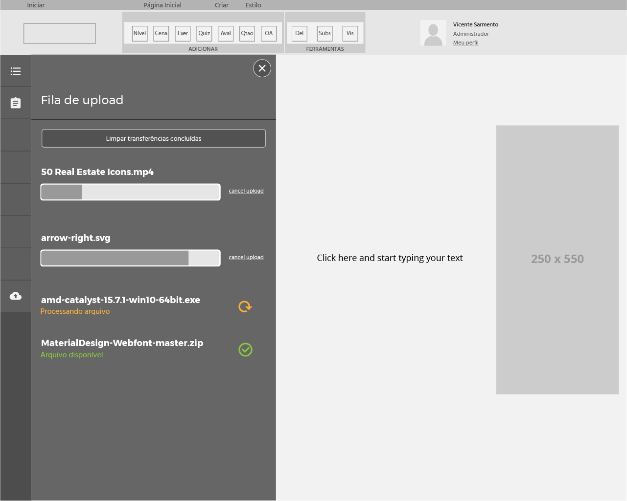 QuickLessons wireframe.